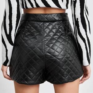 Faux leather pleated high waisted shorts